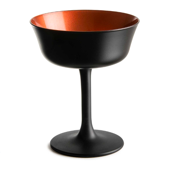 Black Champagne Cocktail Glass Saucer 26cl Oro Nero Fizzio